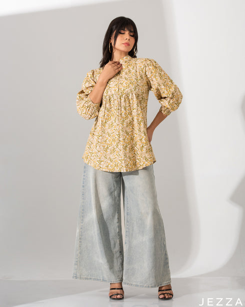 Printed Cotton Below Hip Top 59182